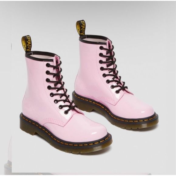 Dr. Martens Shoes - Dr Martens Pink Patent Leather Lace Up Boots